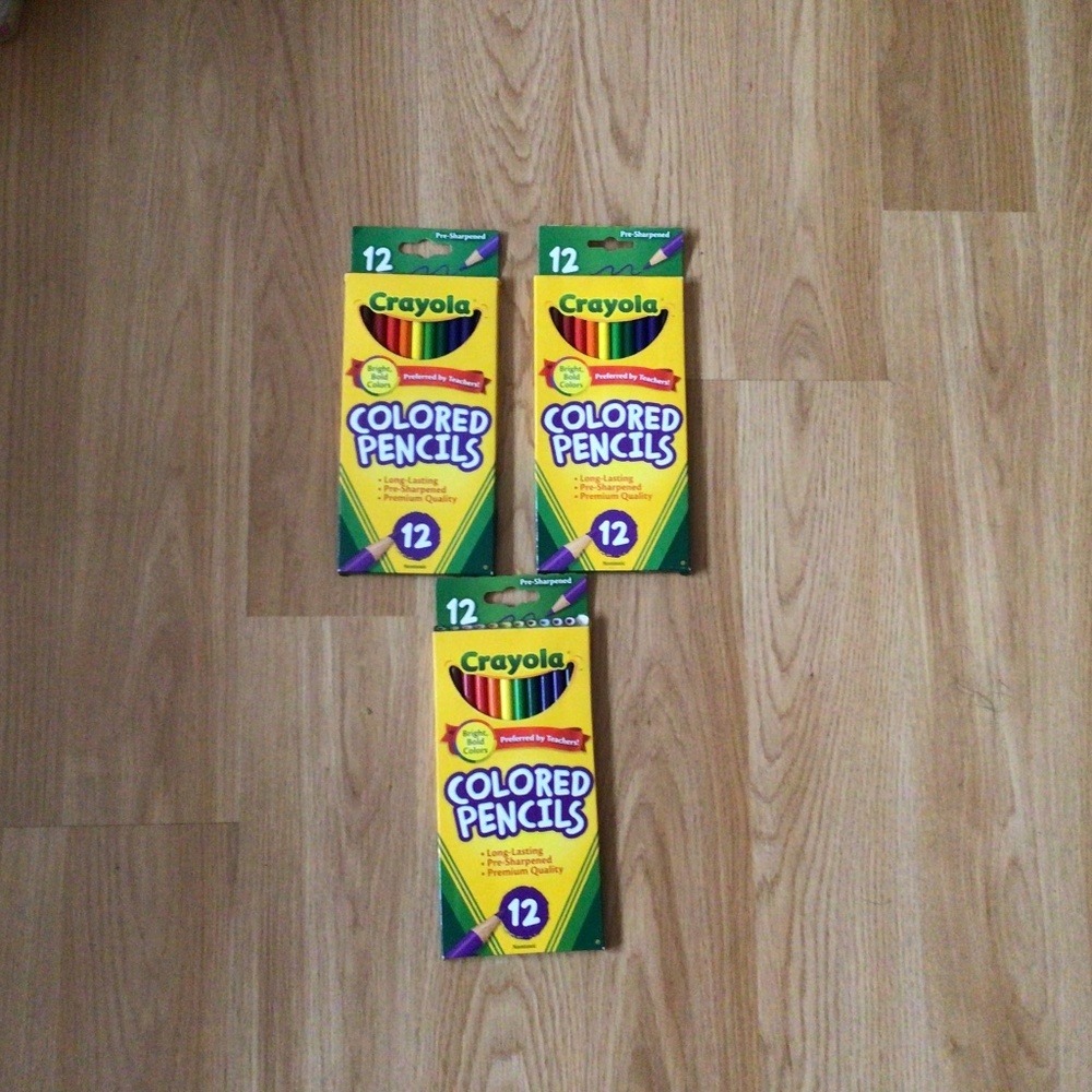 3 packs of 12 colored pencils